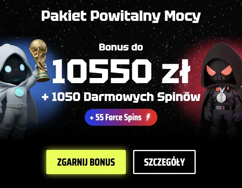 SlotsVader Casino — Pakiet Powitalny Mocy do 10 550 zł i 1 050 darmowych spinów